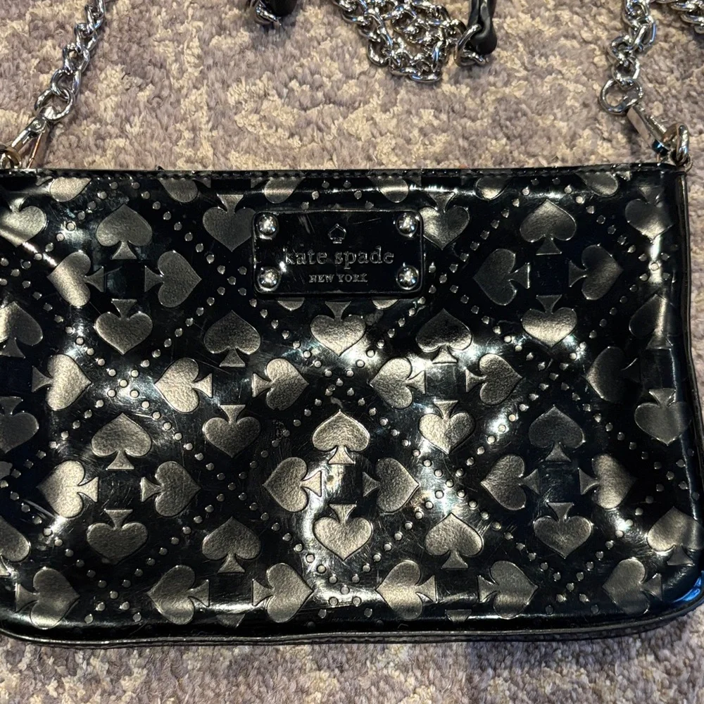 kate spade Black and Silver Heart Pattern Crossbody Bag - Picture 3 of 8
